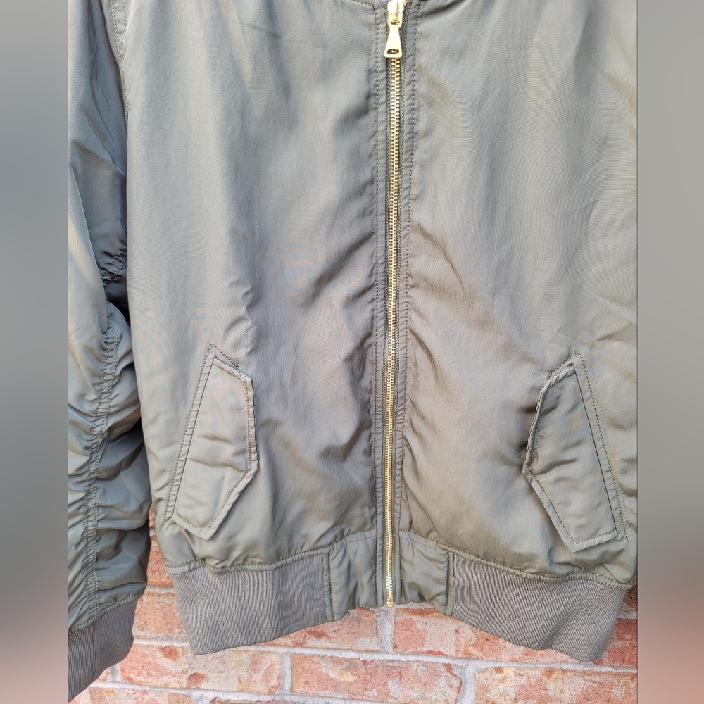 Express Women's Army Green Bomber Jacket - Picture 2 of 8